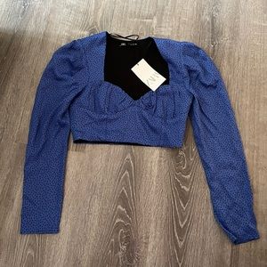 Zara cropped polka dot shirt SZ S